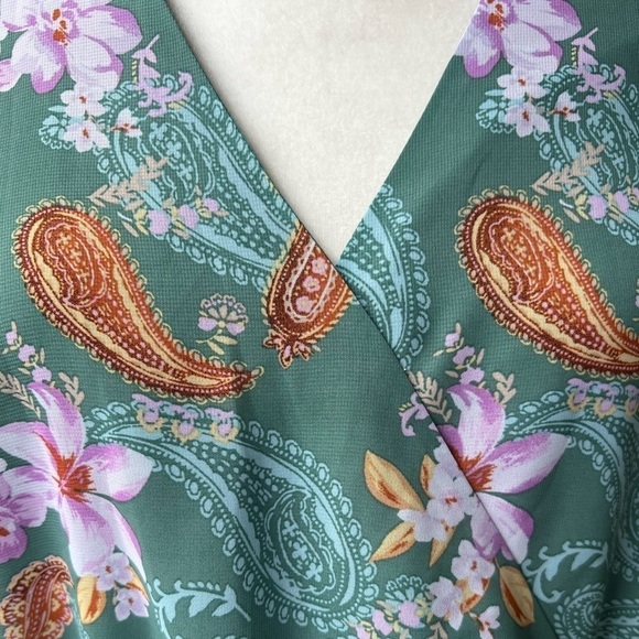 Nwt-bar III- Women's Printed V-Neck Ruffle Dress - Picture 5 of 10